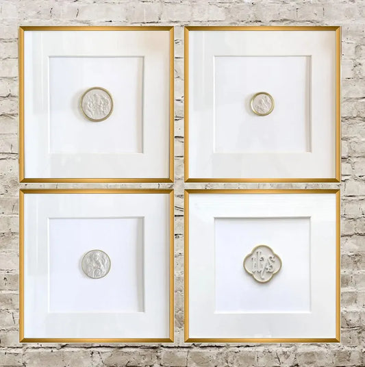 Framed Intaglios, Set of Four, Framed and Matted, Religious, Intaglio Art, Catholic